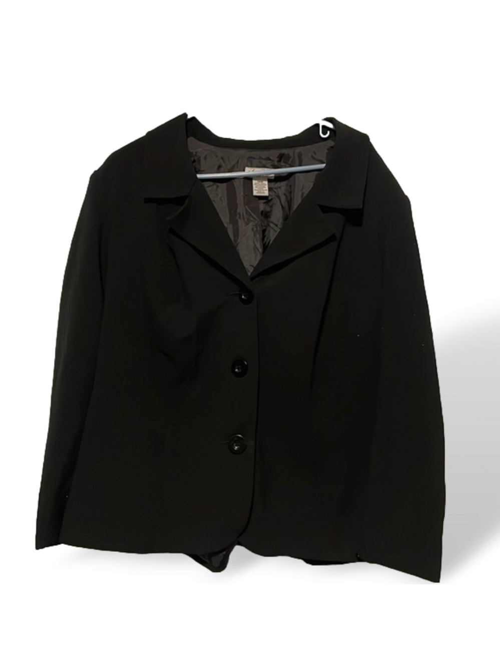KIM ROGERS Jacket size 20W short trench coat buttons l collarless blazer black
